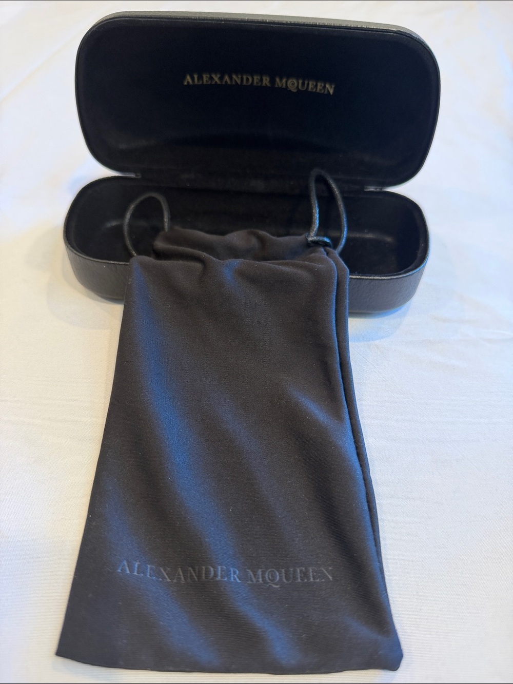 Alexander McQueen Black Pebbled Hard Shell Eyewear Sunglasses Optical Case